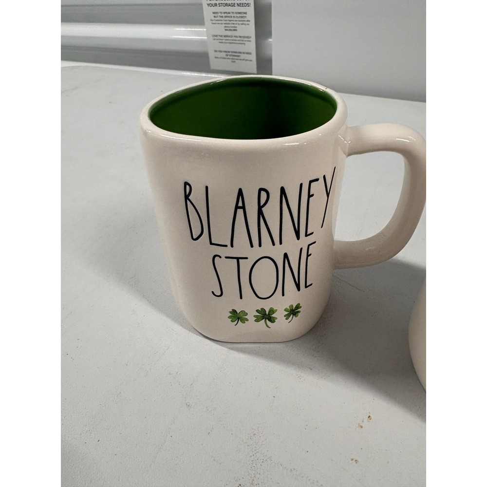 Rae Dunn Mug Large Blarney Stone St Patricks Day Shamrocks Green Interior